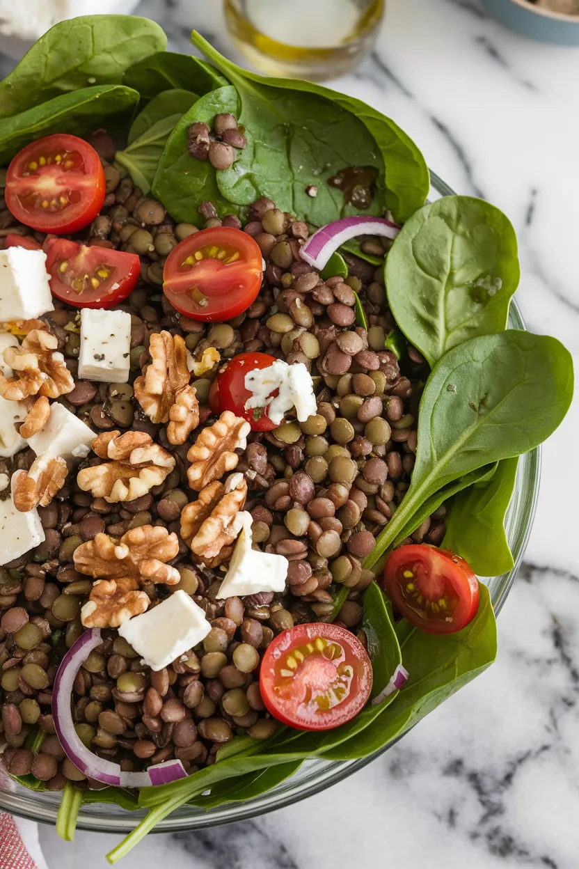 9. Lentil and Spinach Winter Salad