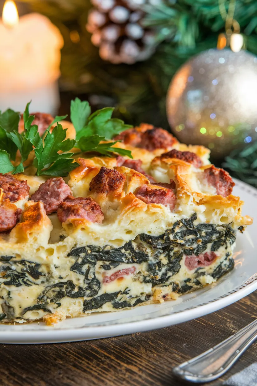 10. Christmas Strata with Spinach and Sausage