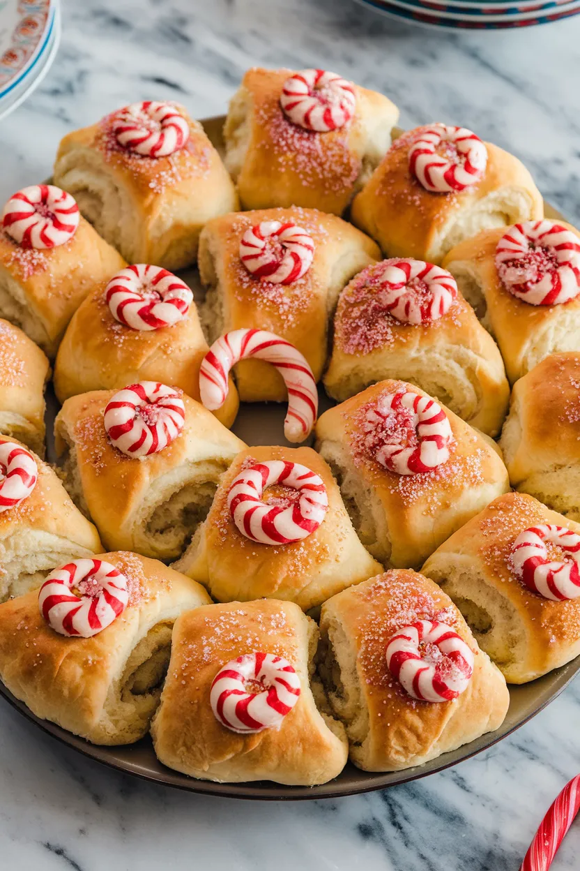 16. Candy Cane Crescent Rolls