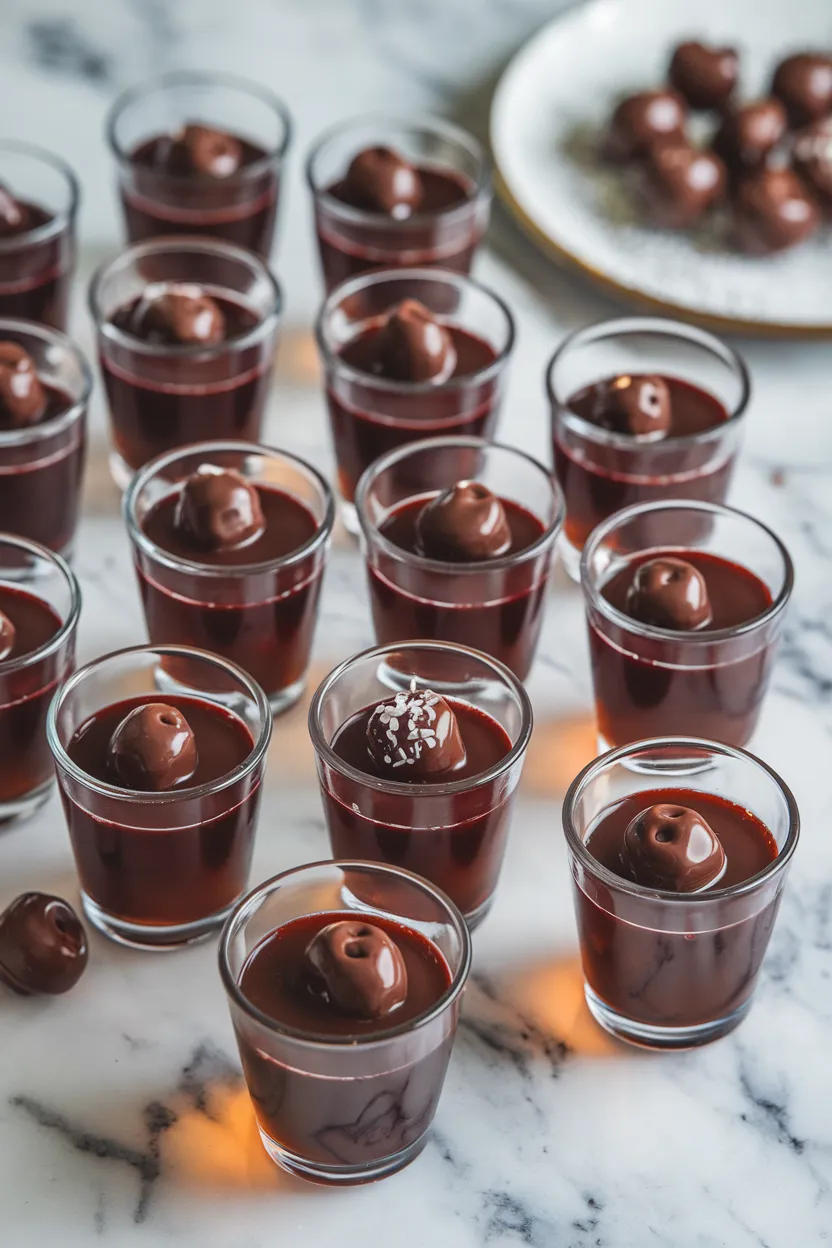 16. Chocolate-Covered Cherry Champagne Jello Shots