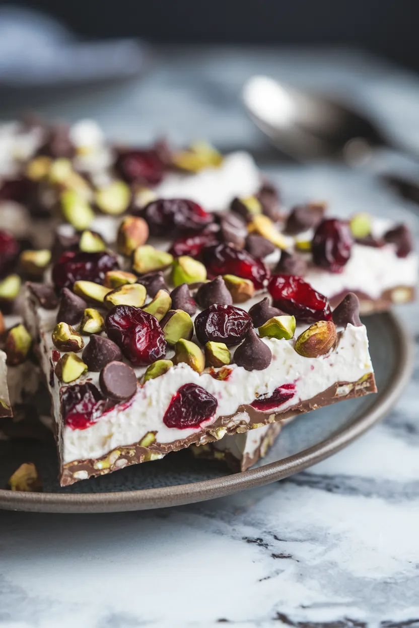 18. Cranberry Pistachio Cottage Cheese Bark