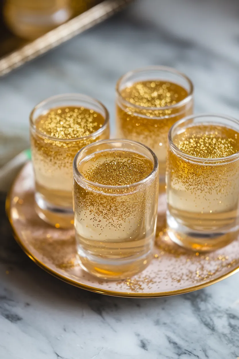 3. Glittery Gold Champagne Jello Shots