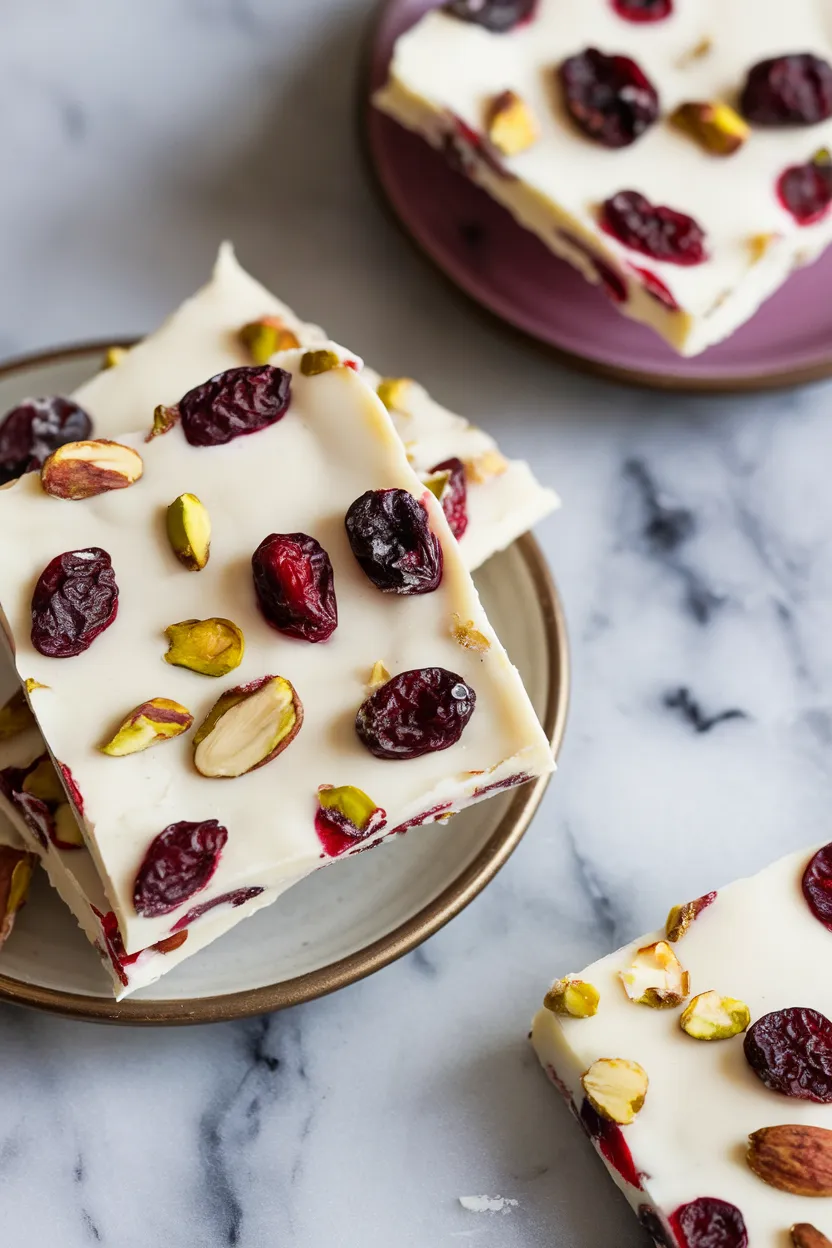 3. White Chocolate Cranberry Pistachio Bark