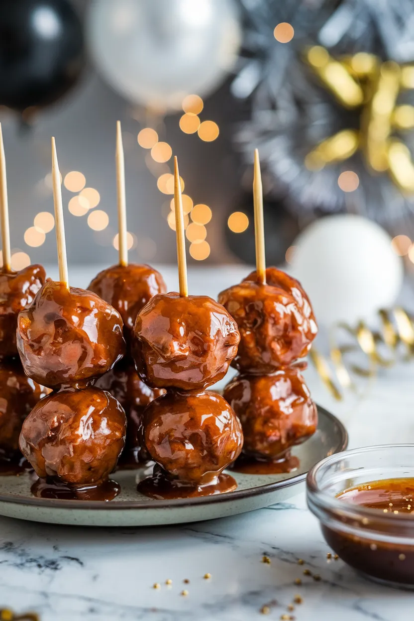 5. Glazed Meatball Skewers