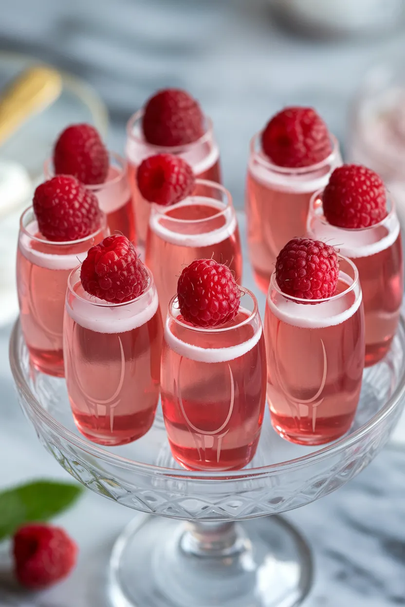 7. Raspberry Rose Champagne Jello Shots