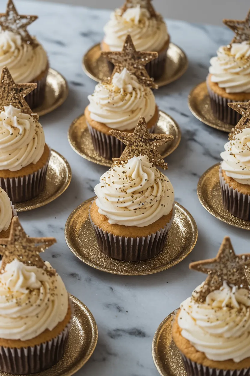 9. Glittering New Year’s Cupcakes