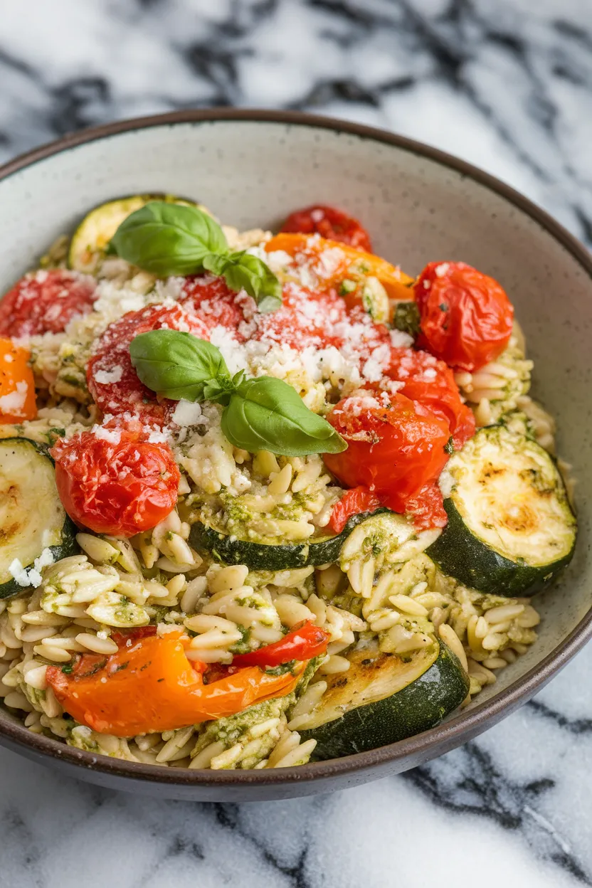 9. Pesto Orzo with Roasted Vegetables