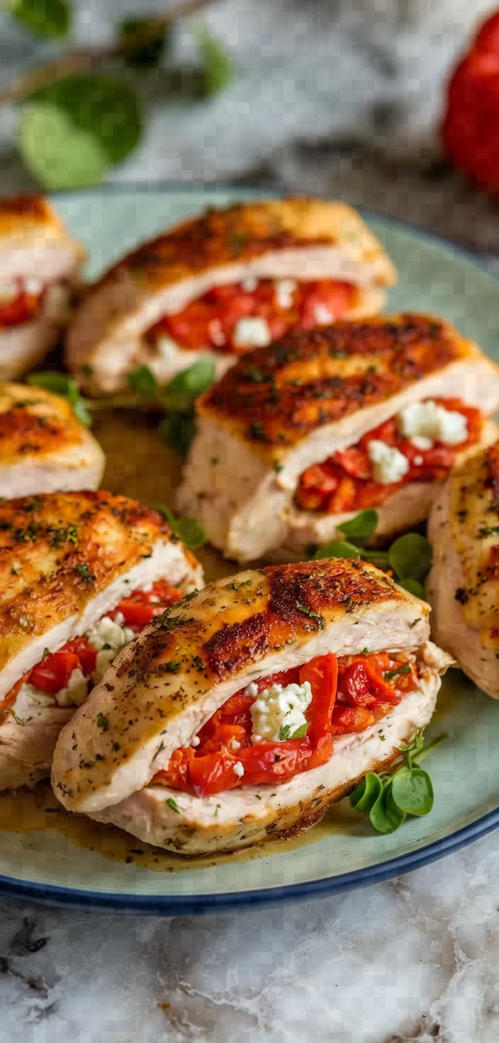 10. Roasted Red Pepper and Feta Stuffed Chicken