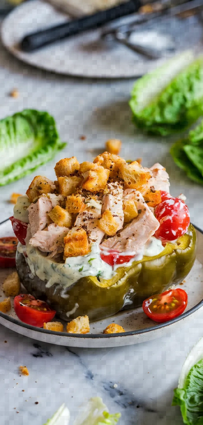 14. Chicken Caesar Stuffed Peppers