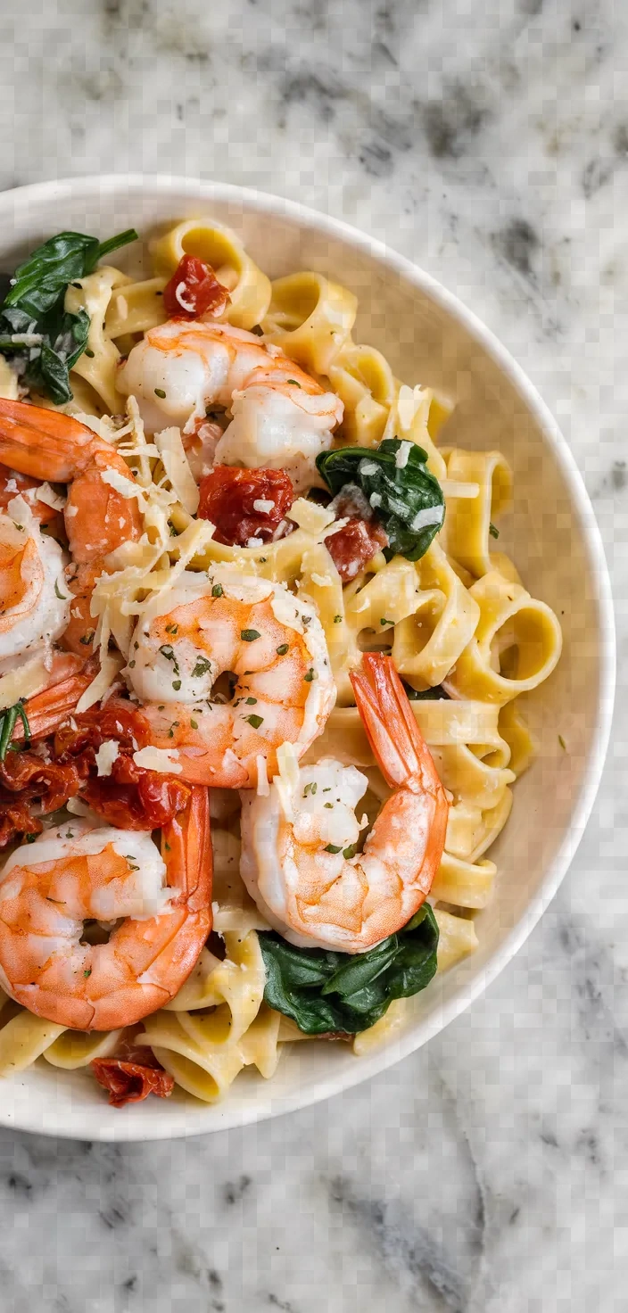 4. Creamy Tuscan Shrimp Pasta