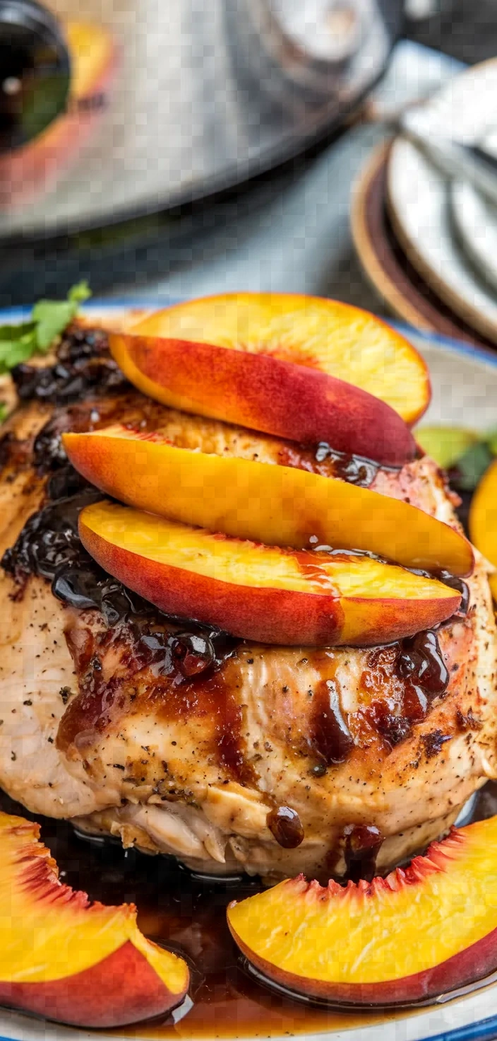 6. Balsamic Peach Crockpot Chicken Breast