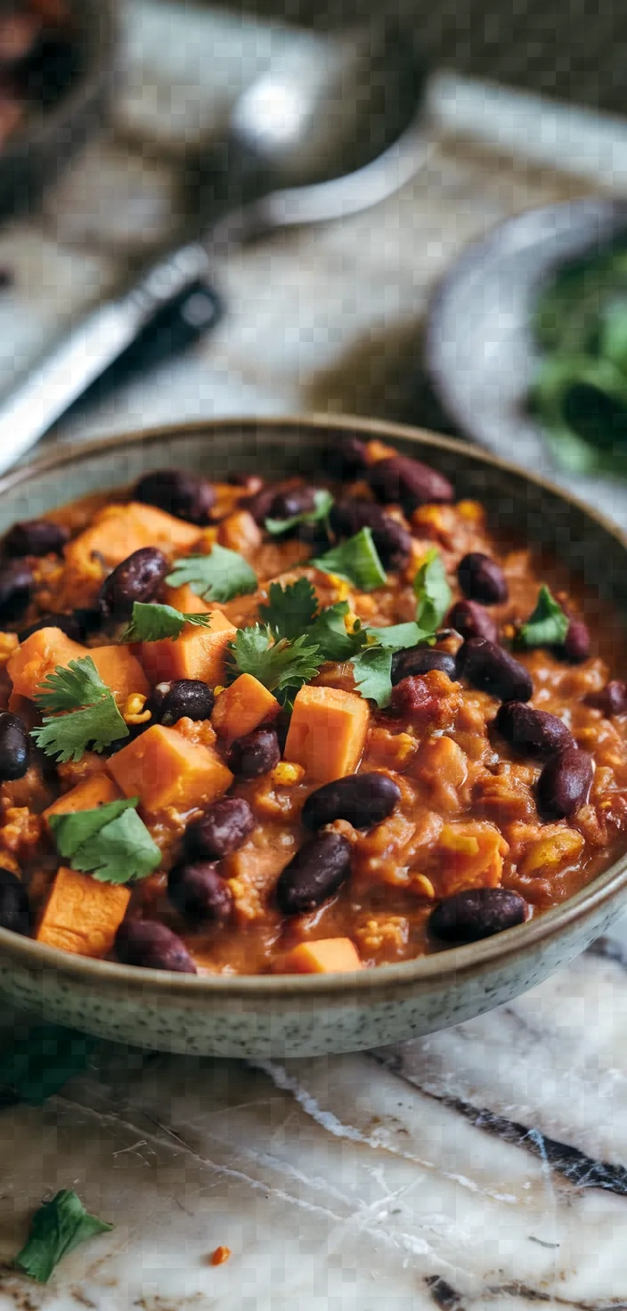 7. Veganuary Sweet Potato and Black Bean Chili