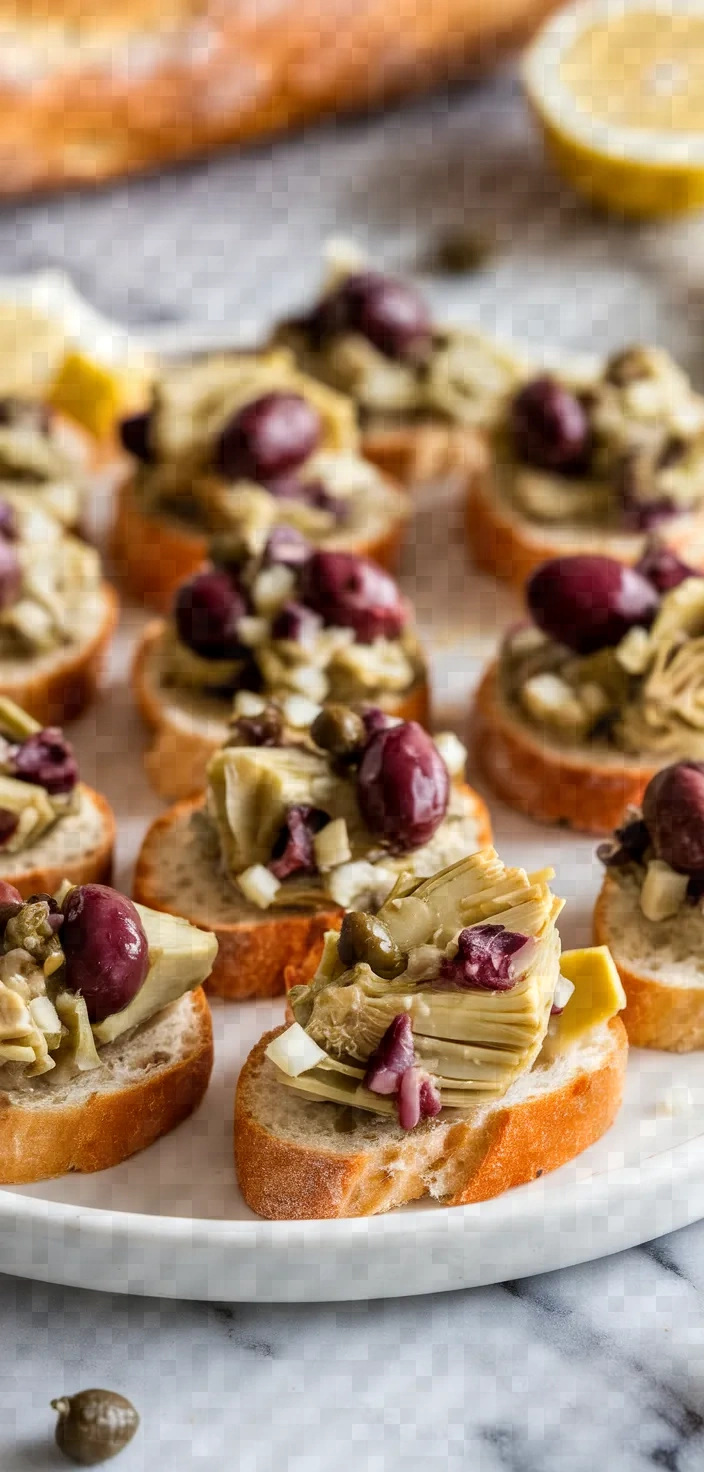 10. Artichoke Olive Tapenade Crostini Appetizers