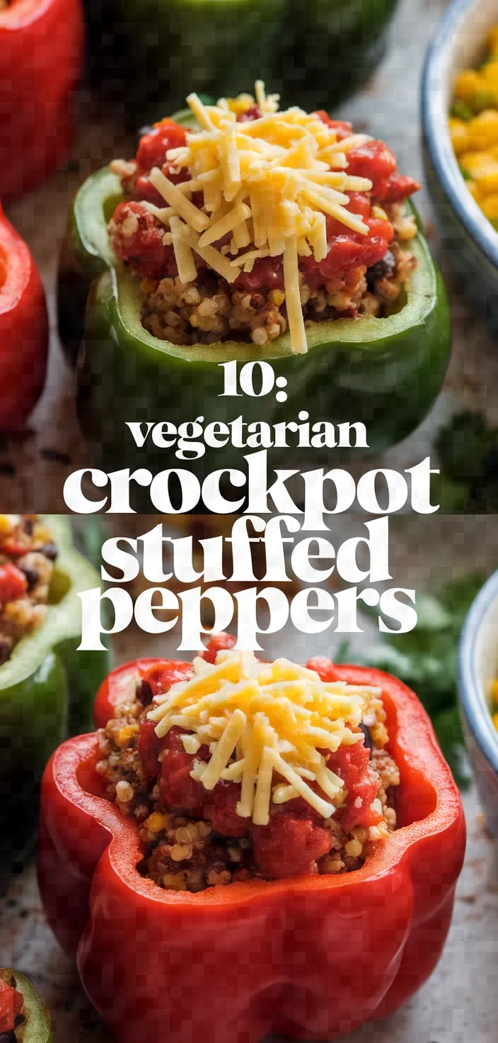 10. Vegetarian Crockpot Stuffed Peppers