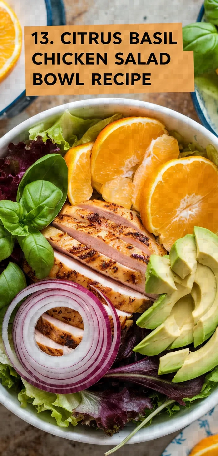 13. Citrus Basil Chicken Salad Bowl Recipe