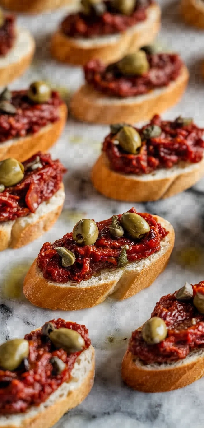 14. Sun-Dried Tomato Tapenade Crostini Appetizers