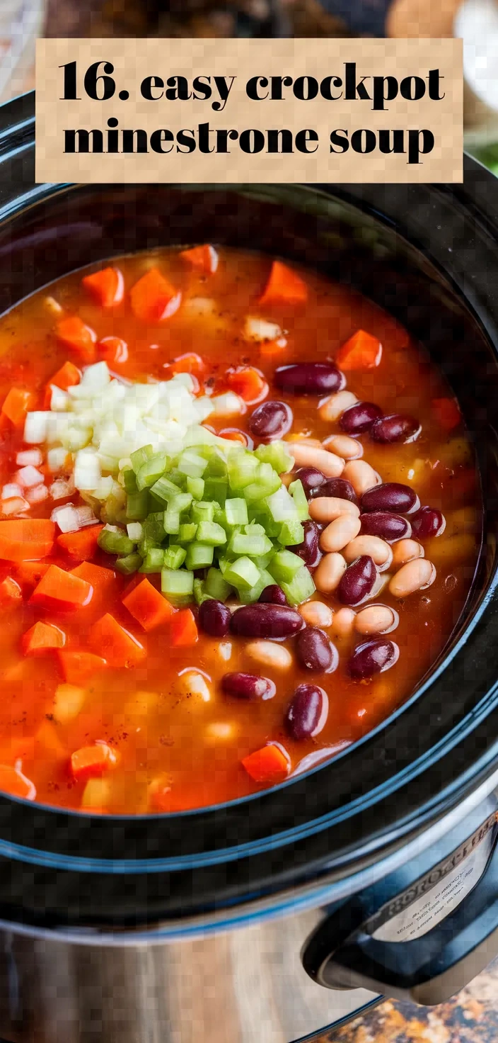 16. Easy Crockpot Minestrone Soup