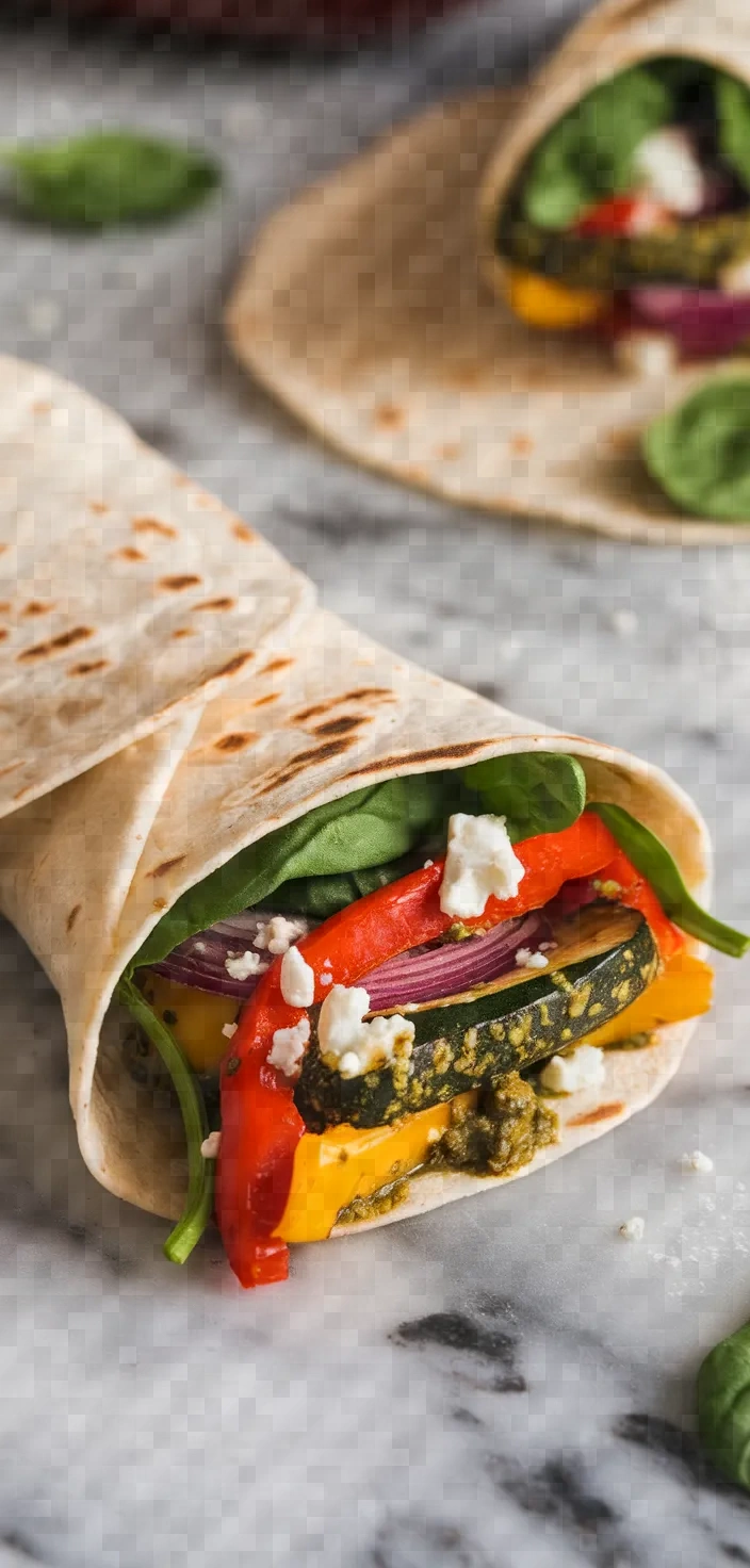 18. Roasted Veggie Pesto Tortilla Wrap Recipe