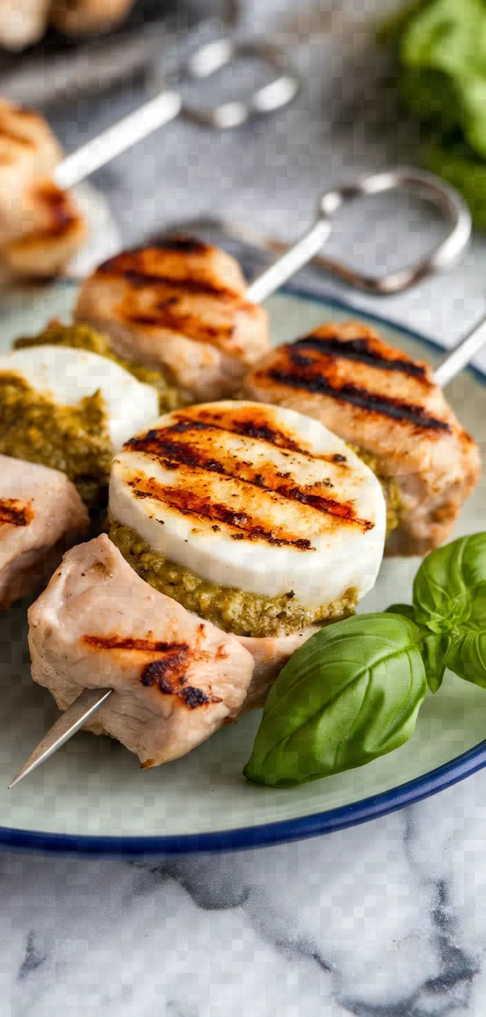 3. Pesto and Mozzarella Stuffed Chicken Skewer Recipes