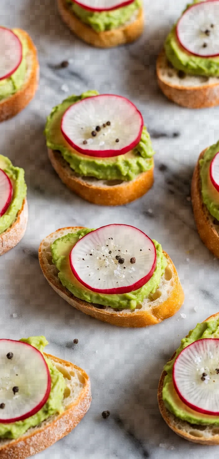 7. Avocado Radish Crostini Appetizers