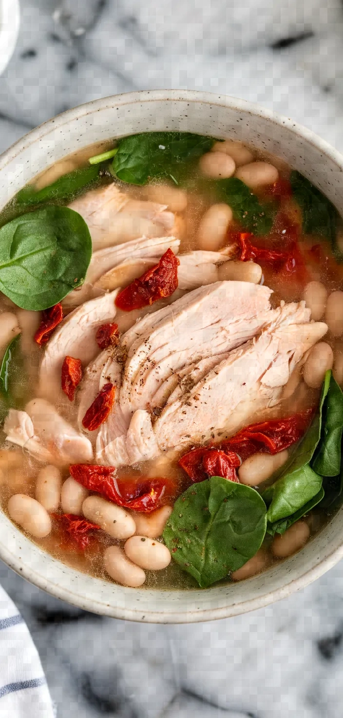 7. Crockpot Tuscan Chicken White Bean Soup