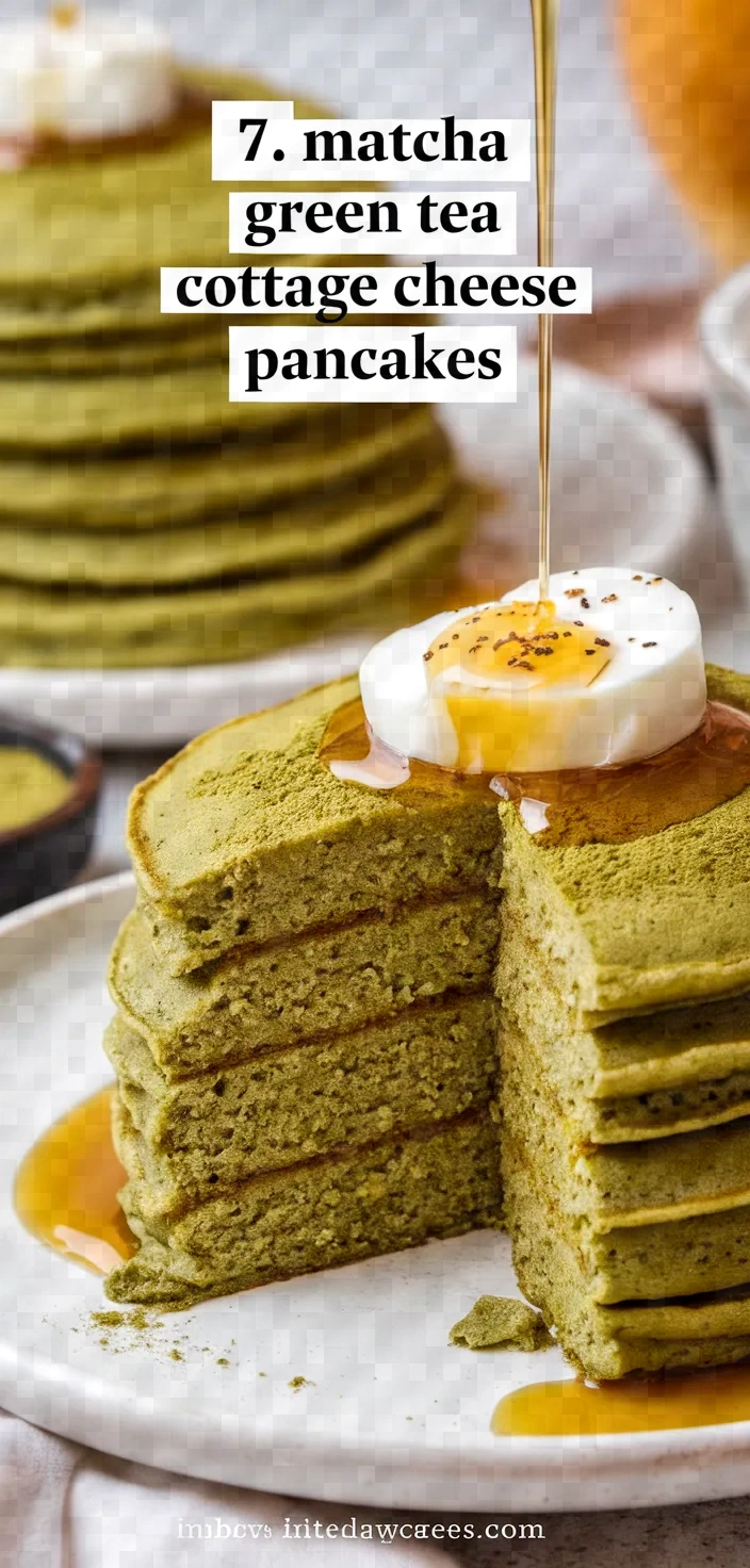 7. Matcha Green Tea Cottage Cheese Pancakes