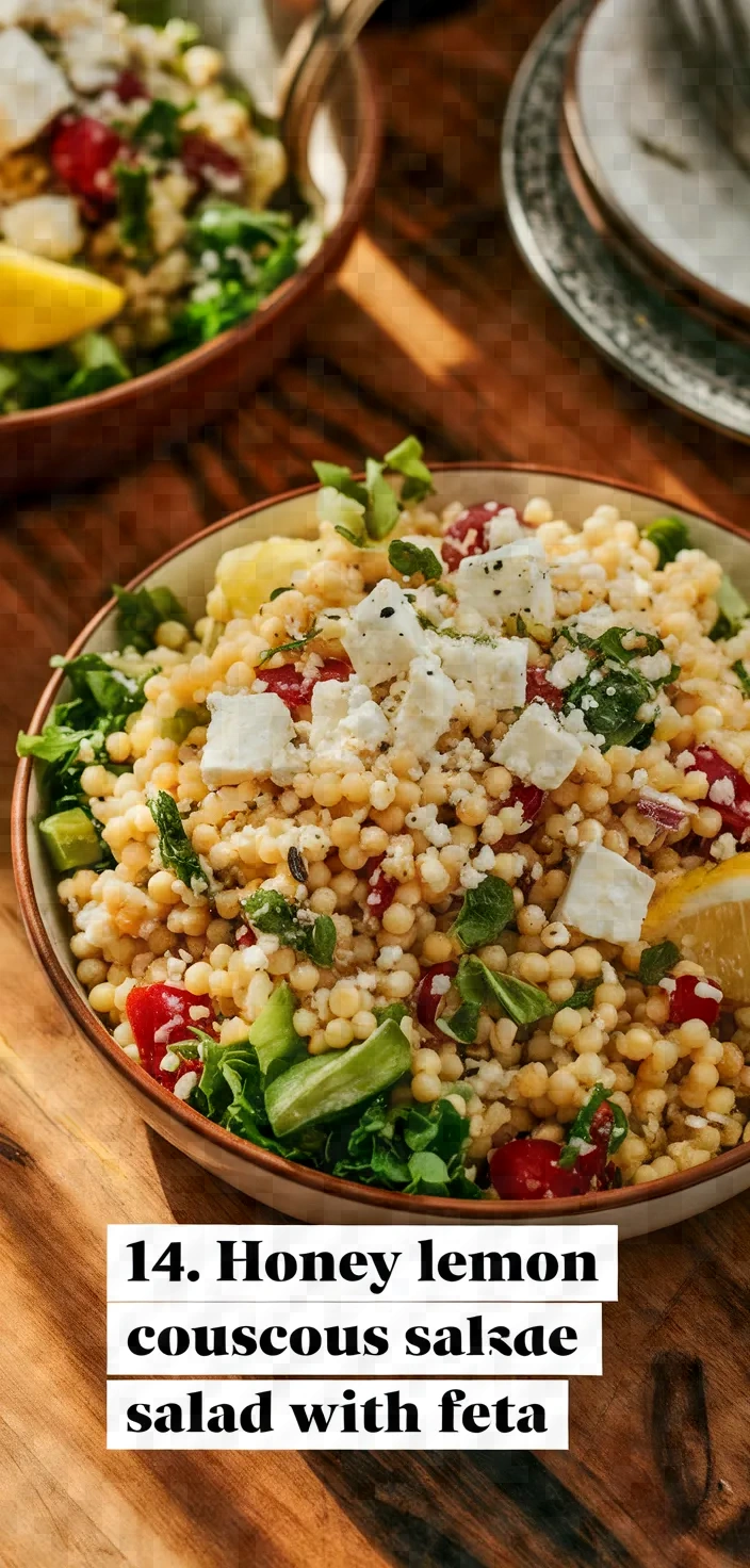 14. Honey Lemon Couscous Salad with Feta