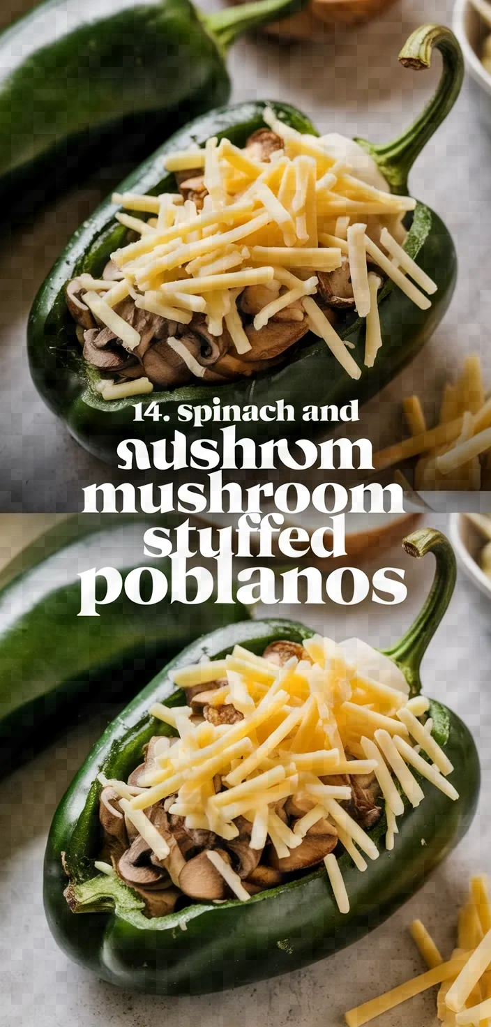 14. Spinach and Mushroom Stuffed Poblanos