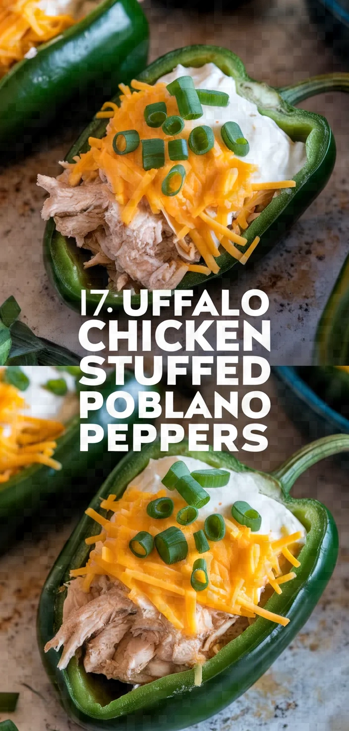 17. Buffalo Chicken Stuffed Poblano Peppers