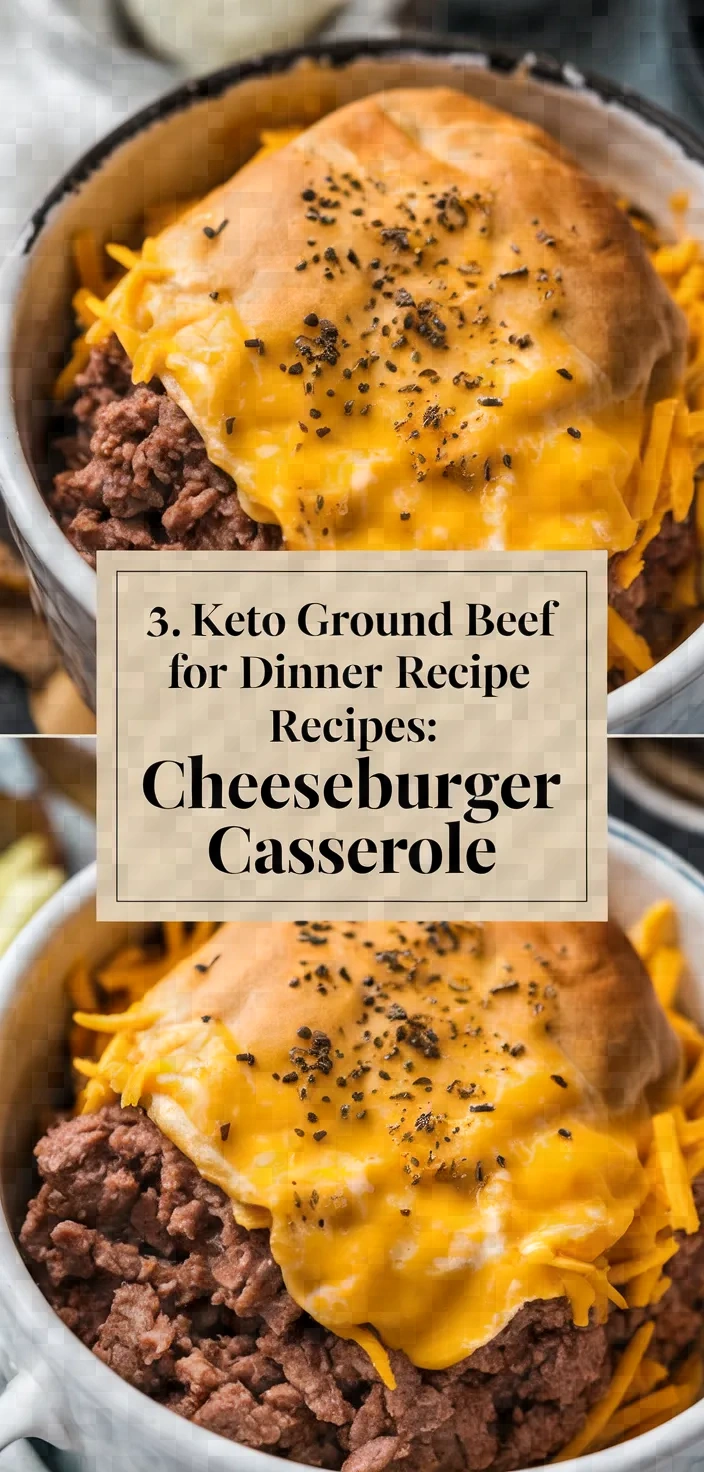 3. Keto Ground Beef for Dinner Recipes: Cheeseburger Casserole