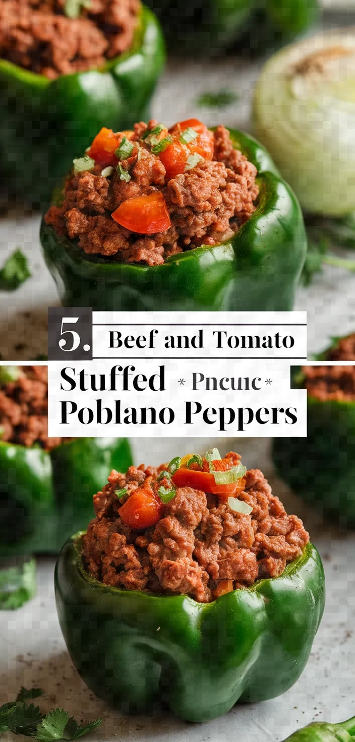 5. Beef and Tomato Stuffed Poblano Peppers