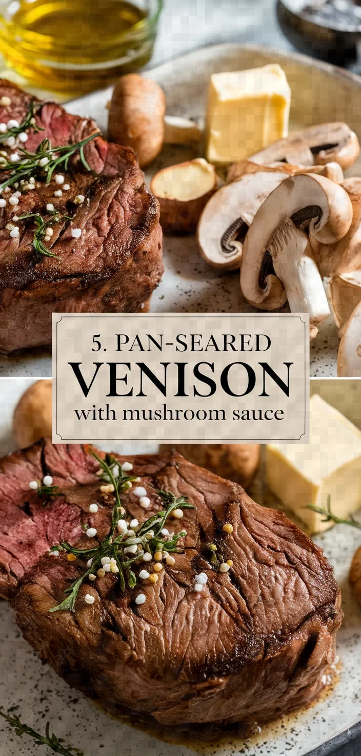 5. Pan-Seared Venison with Mushroom Sauce