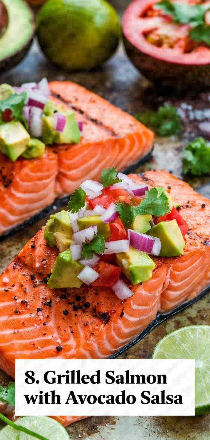 8. Grilled Salmon with Avocado Salsa