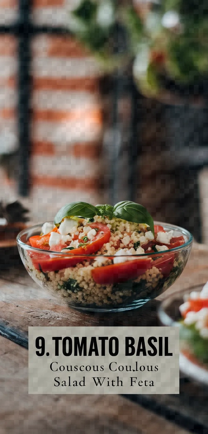 9. Tomato Basil Couscous Salad with Feta