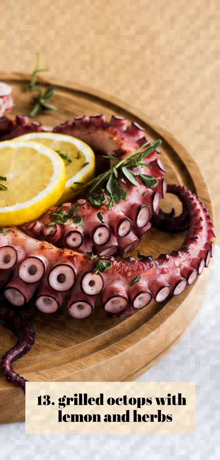 13. Grilled Octopus with Lemon and Herbs