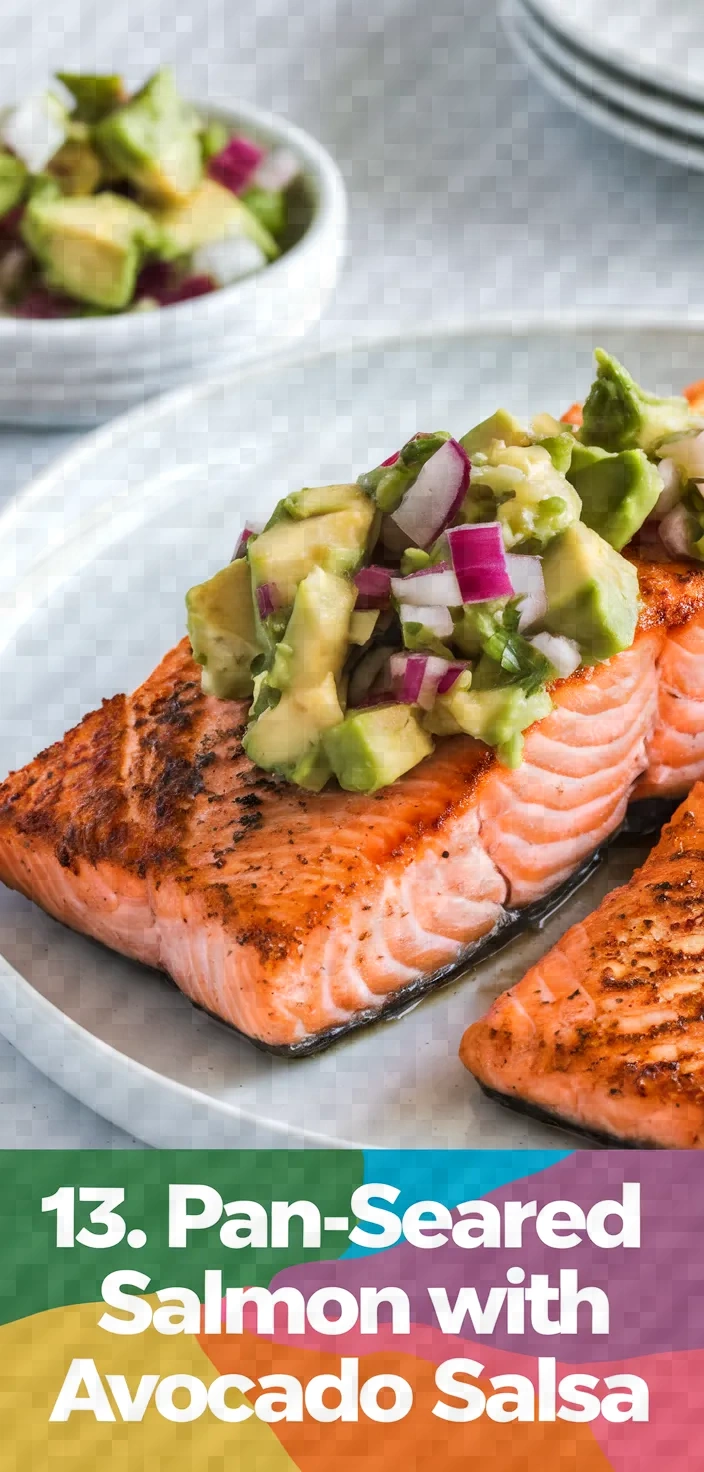 13. Pan-Seared Salmon with Avocado Salsa