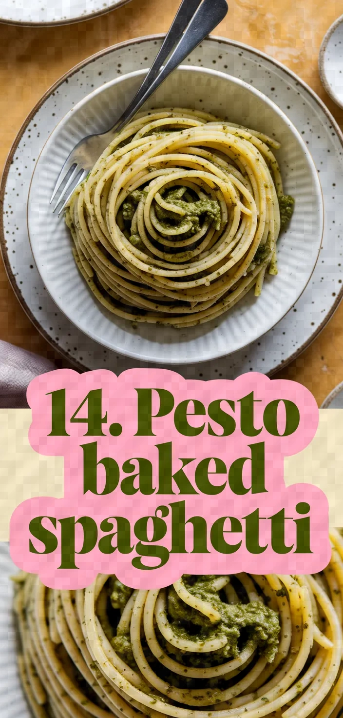 14. Pesto Baked Spaghetti