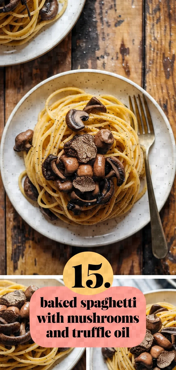 15. Baked Spaghetti with Mushrooms and Truffle Oil