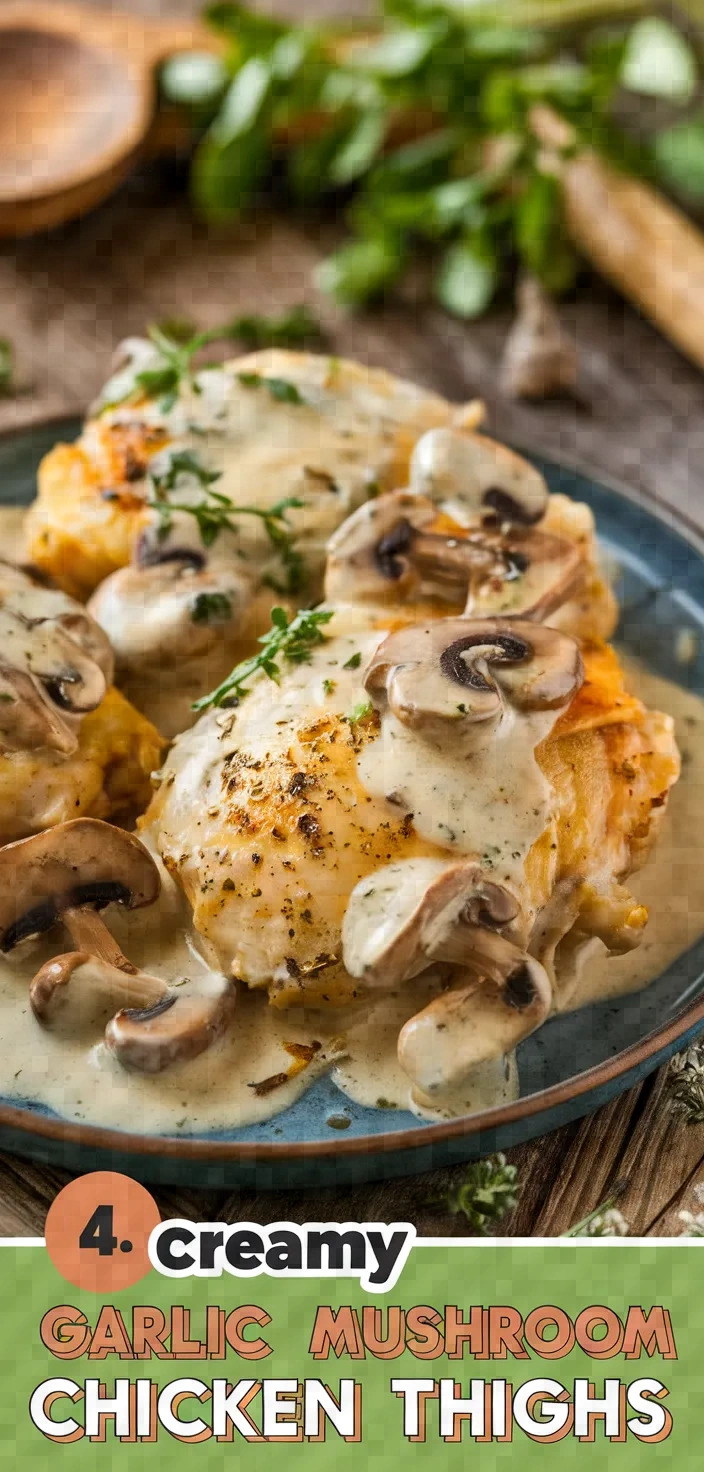 4. Creamy Garlic Mushroom Chicken Thighs