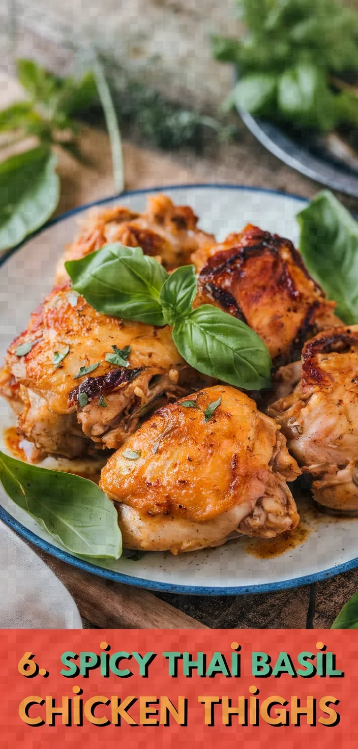 6. Spicy Thai Basil Chicken Thighs