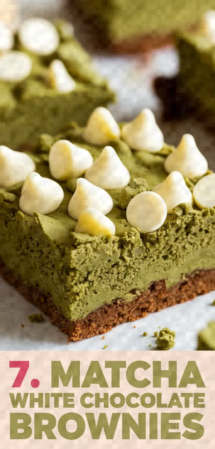 7. Matcha White Chocolate Brownies