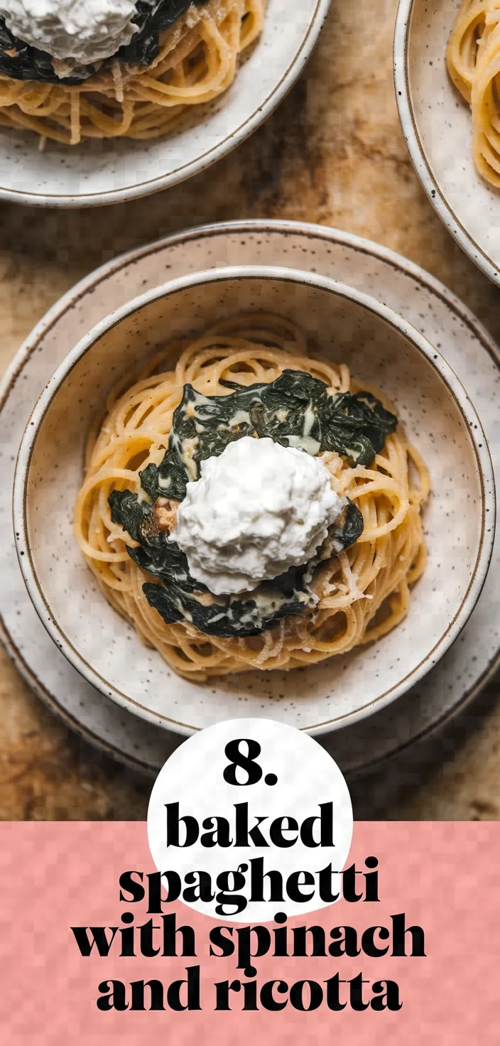 8. Baked Spaghetti with Spinach and Ricotta