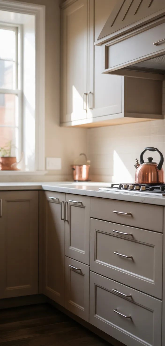 1. Shaker Greige Cabinets