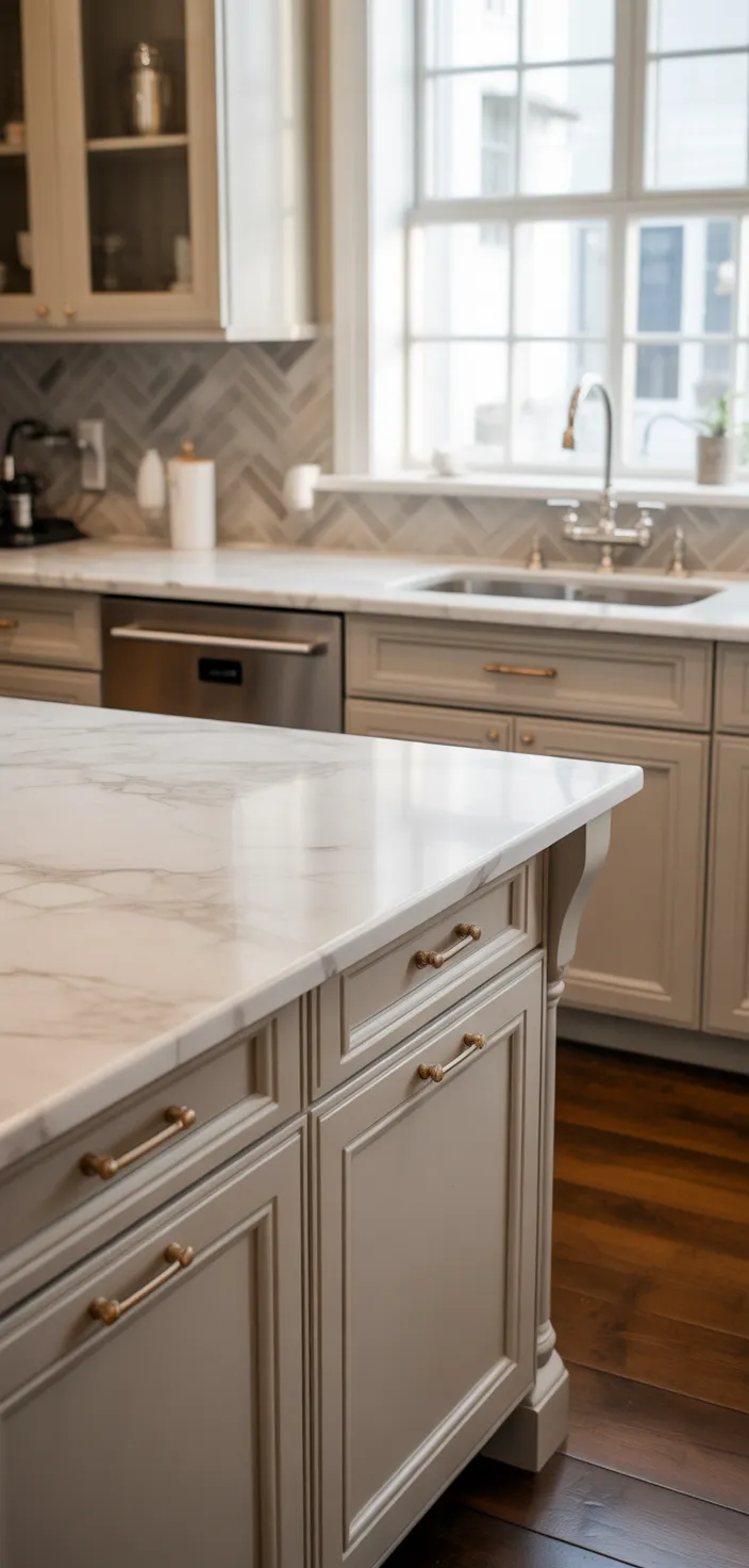 12. Greige with Gold Hardware Cabinets