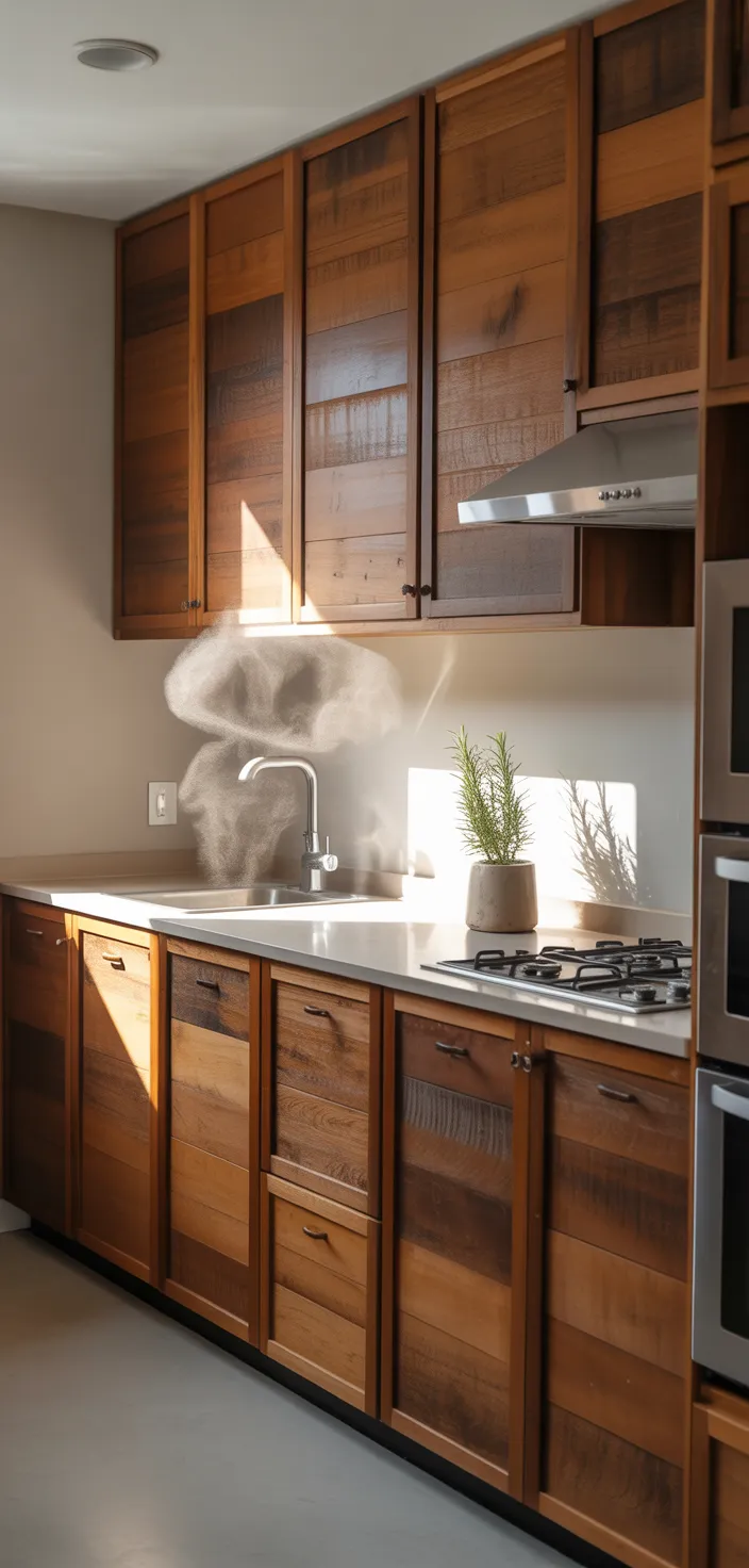 12. Reclaimed Wood Brown Cabinets