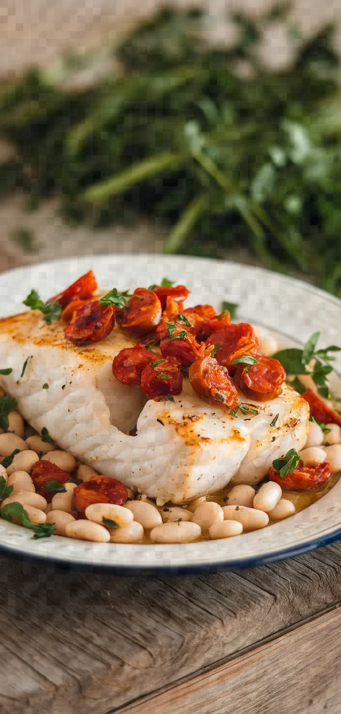 14. Cod with Chorizo and White Beans