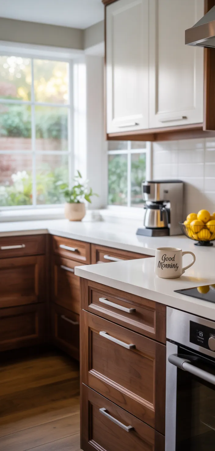 15. Two-Toned Brown and White Cabinets