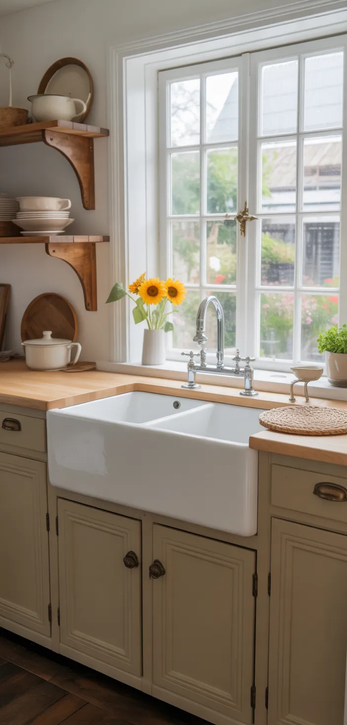 16. Greige with Farmhouse Accents Cabinets