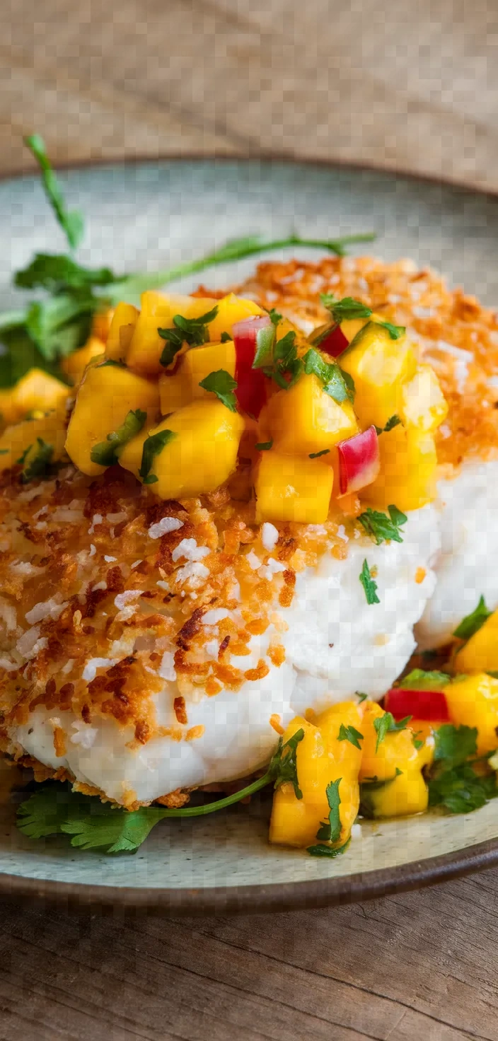 17. Coconut-Crusted Cod with Mango Salsa