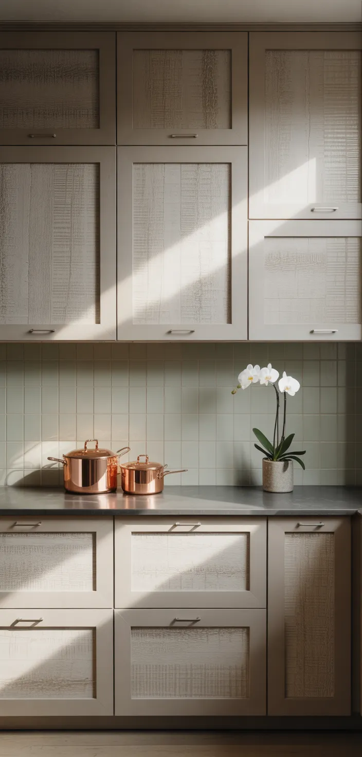 18. Textured Greige Cabinets